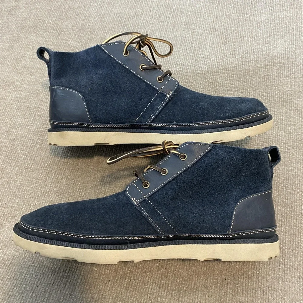 UGG Boots Mens Size 13 Blue Suede Chukka Ankle Lined Casual Winter 1020369